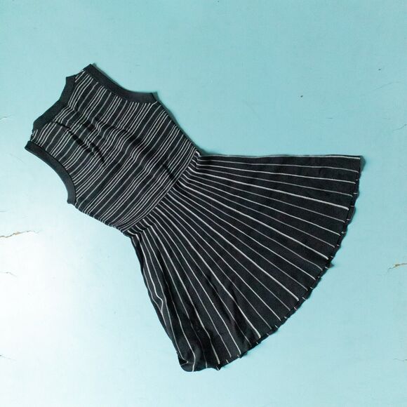 Kate Spade New York Black Striped Knit Fit Flare Sleeveless Dress Size XSmall - Picture 9 of 9